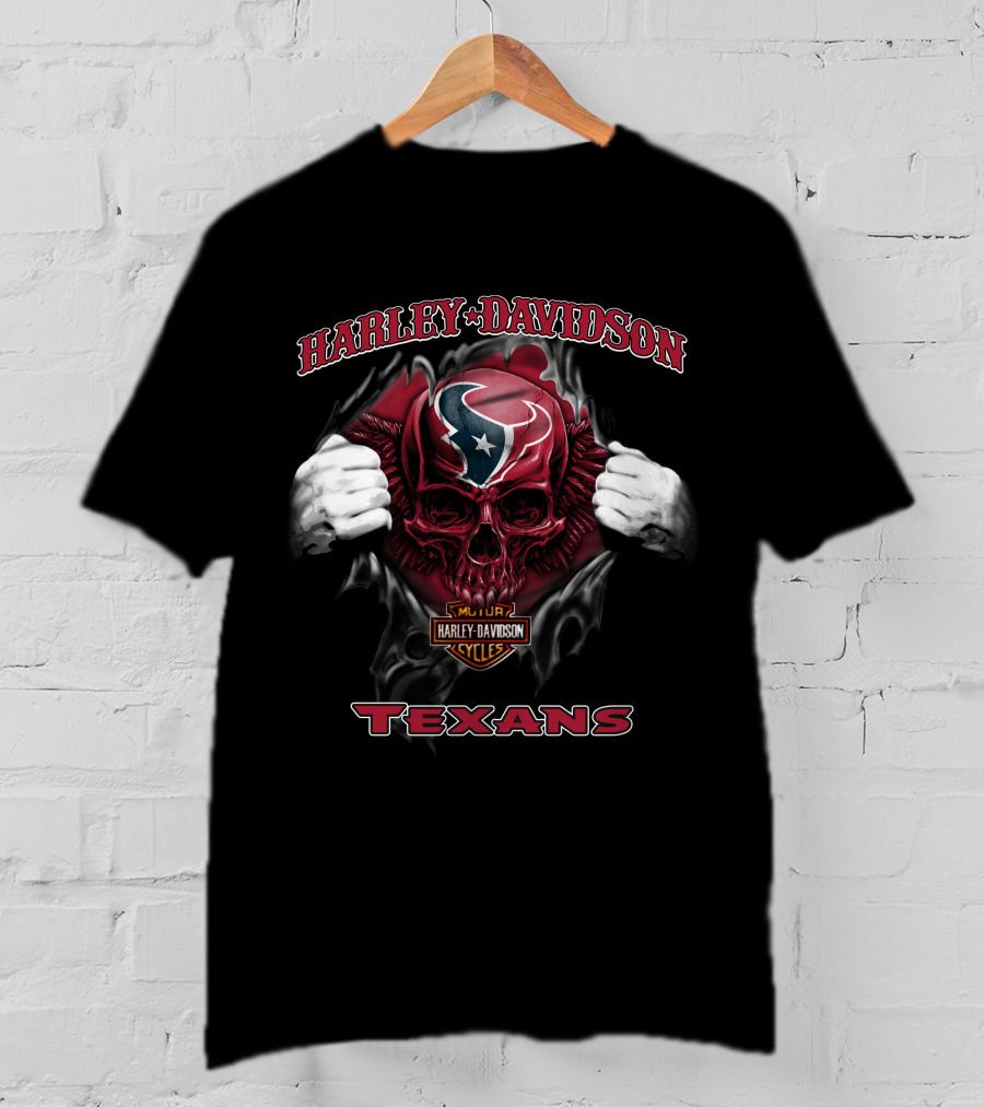 Harley Davidson Major Cycles Skull Texans T-Shirt