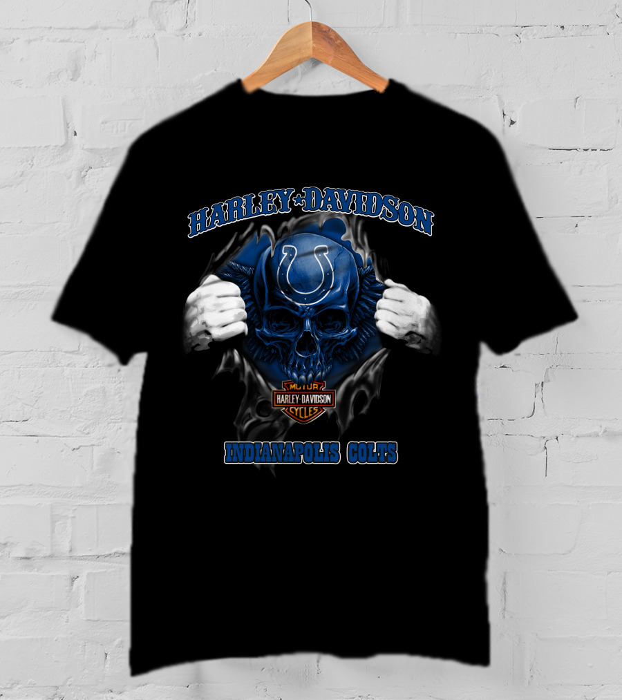 Harley Davidson Nfl Skull Indianapolis Colts T-Shirt