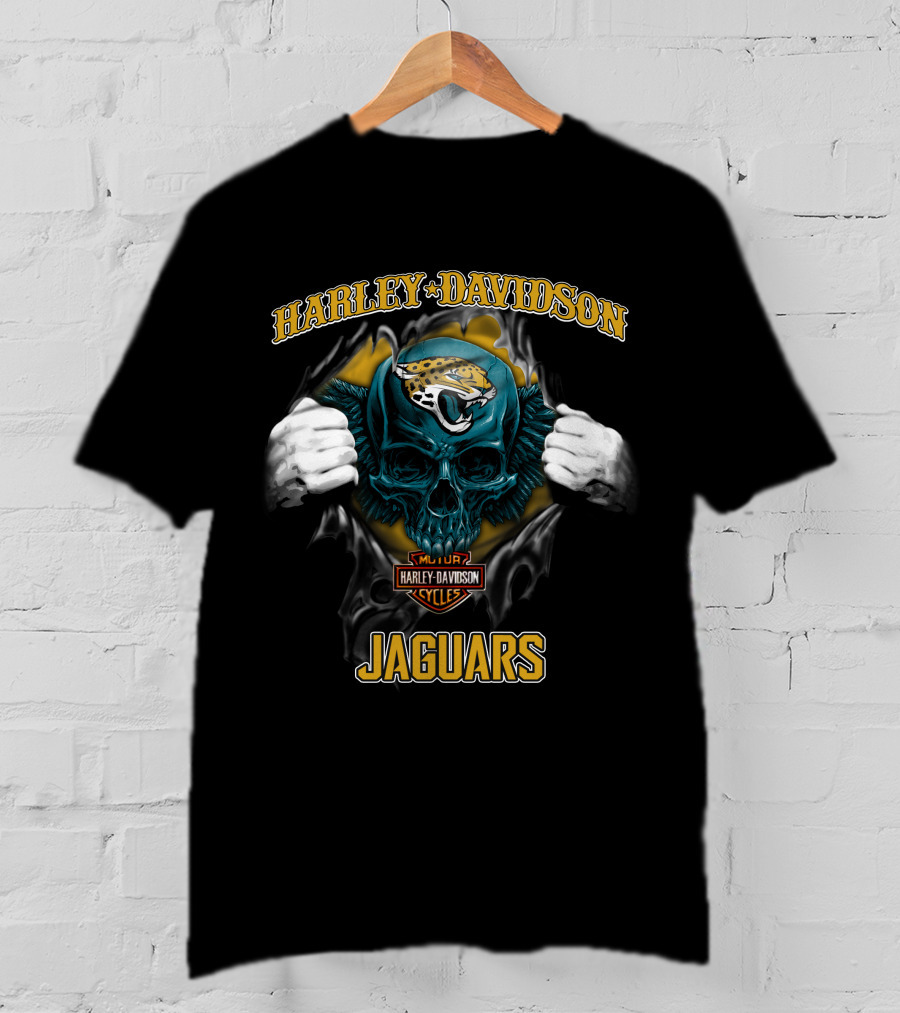 Harley Davidson Jacksonville Jaguars Skull Cycles T-Shirt