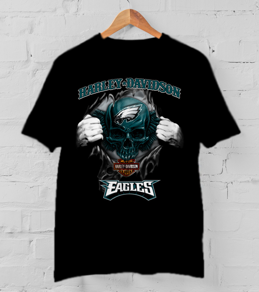 Harley Davidson Nfl Skull Philadelphia Eagles T-Shirt