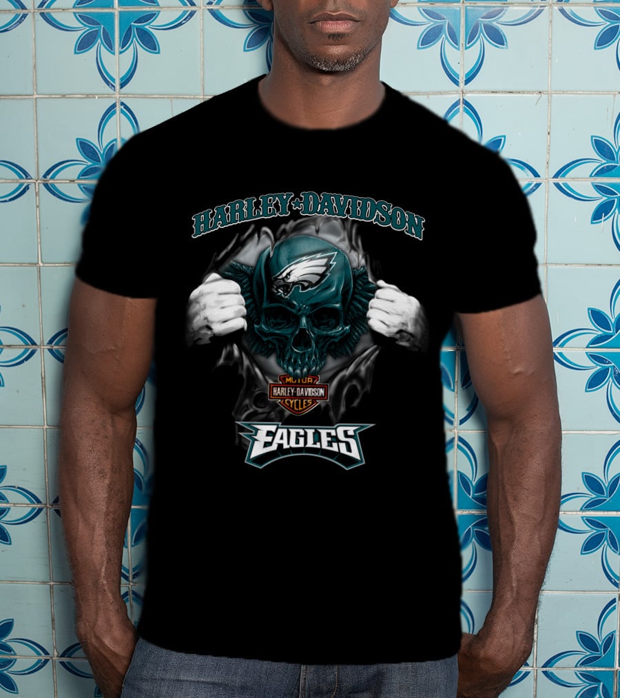 Harley Davidson Nfl Skull Philadelphia Eagles T-Shirt