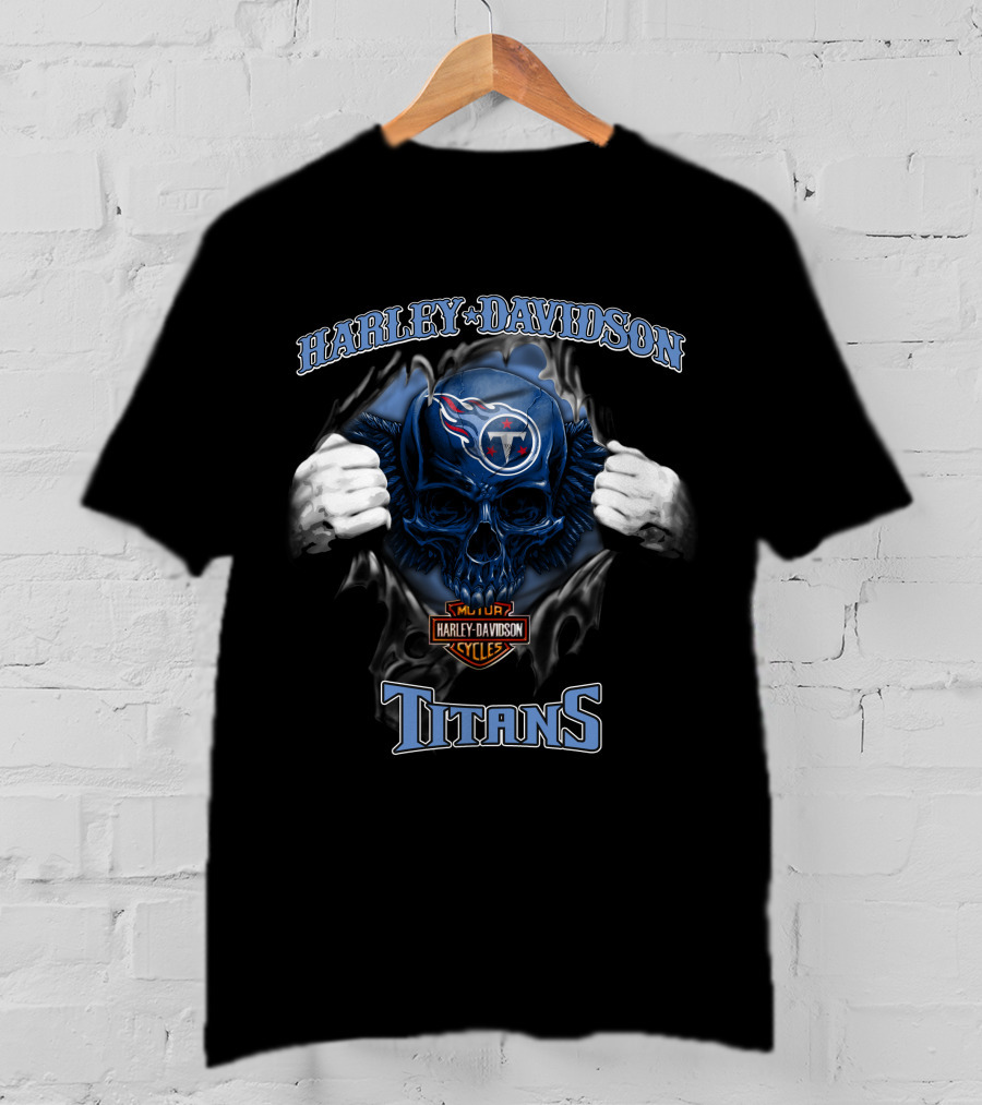 Harley Davidson Nfl Skull Titans Major Cycles T-Shirt