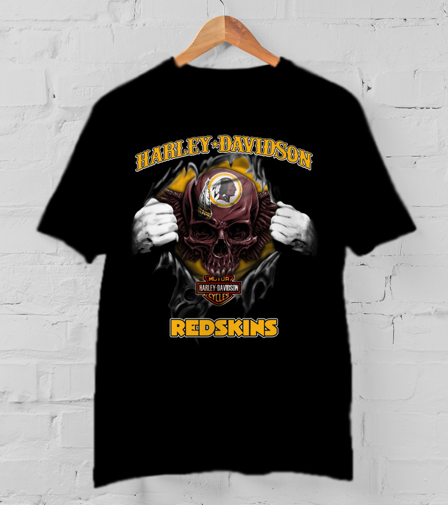 Harley Davidson Nfl Skull Washington Redskins T-Shirt