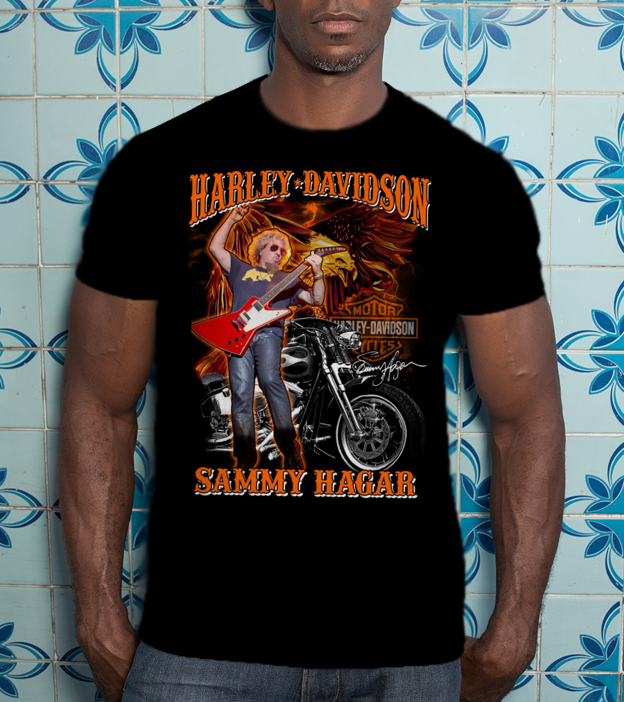 Harley Davidson Sammy Hagar Motorcycles Eagle Guitar Performance T-Shirt