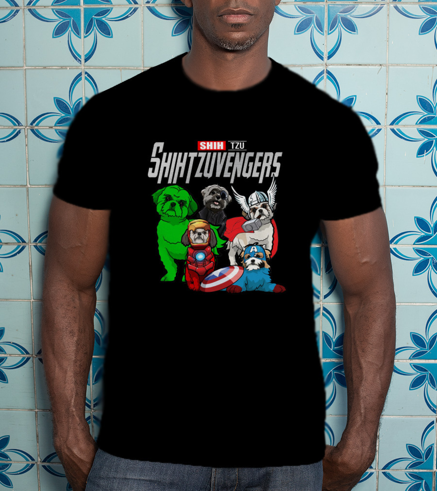 Shihtzuvengers Shih Tzu Dogs As Superheroes Assemble T-Shirt
