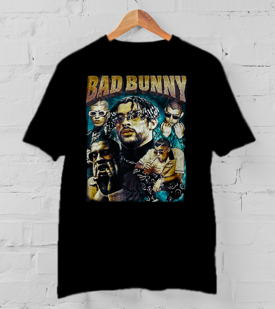BAD BUNNY Multi-Image Portrait Collage Fan T-Shirt