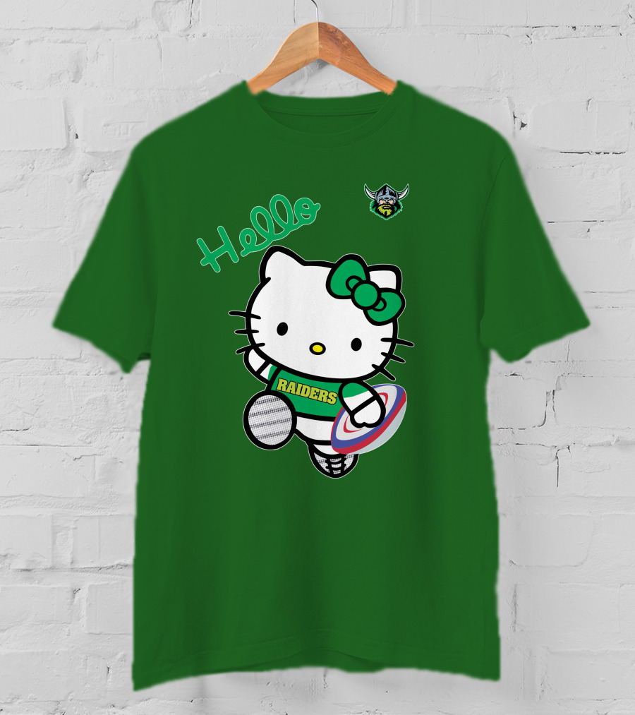 NRL1003 Hello Kitty Canberra Raiders Football T-Shirt