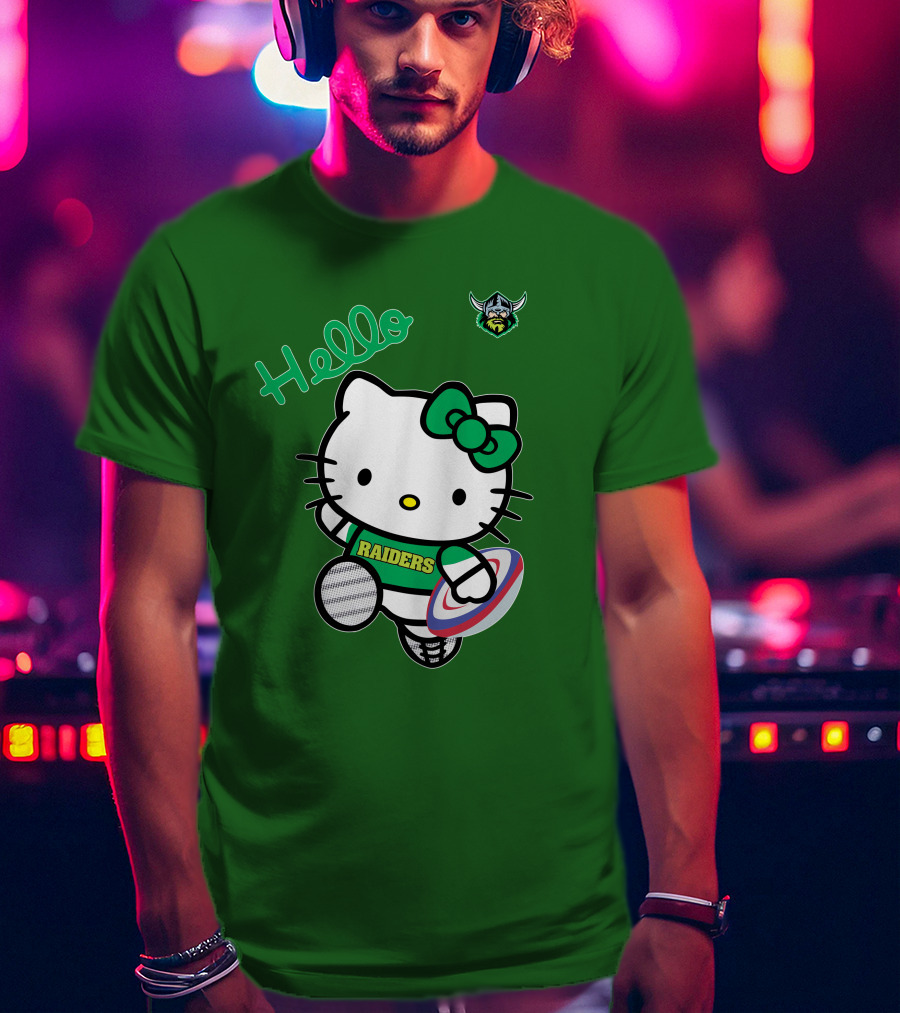 NRL1003 Hello Kitty Canberra Raiders Football T-Shirt