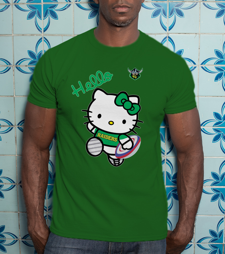 NRL1003 Hello Kitty Canberra Raiders Football T-Shirt