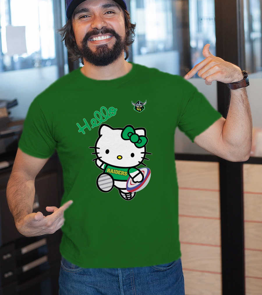 NRL1003 Hello Kitty Canberra Raiders Football T-Shirt