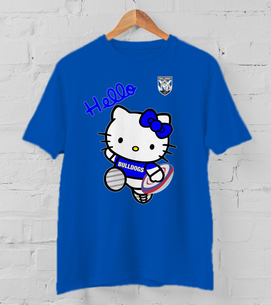 NRL1004 Hello Bulldogs Canterbury Bankstown Hello Kitty T-Shirt