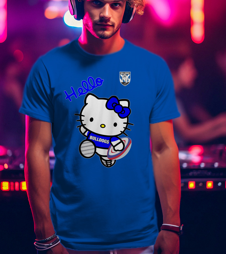 NRL1004 Hello Bulldogs Canterbury Bankstown Hello Kitty T-Shirt