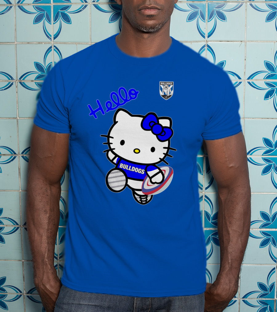 NRL1004 Hello Bulldogs Canterbury Bankstown Hello Kitty T-Shirt