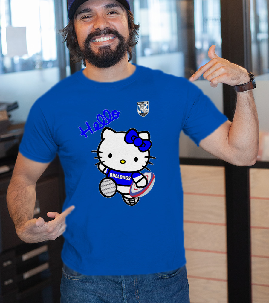 NRL1004 Hello Bulldogs Canterbury Bankstown Hello Kitty T-Shirt