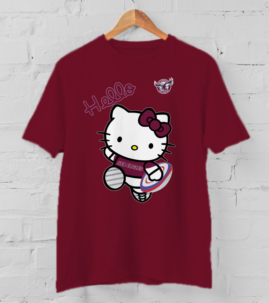NRL1007 Manly Warringah Sea Eagles Hello Kitty Rugby Fan T-Shirt