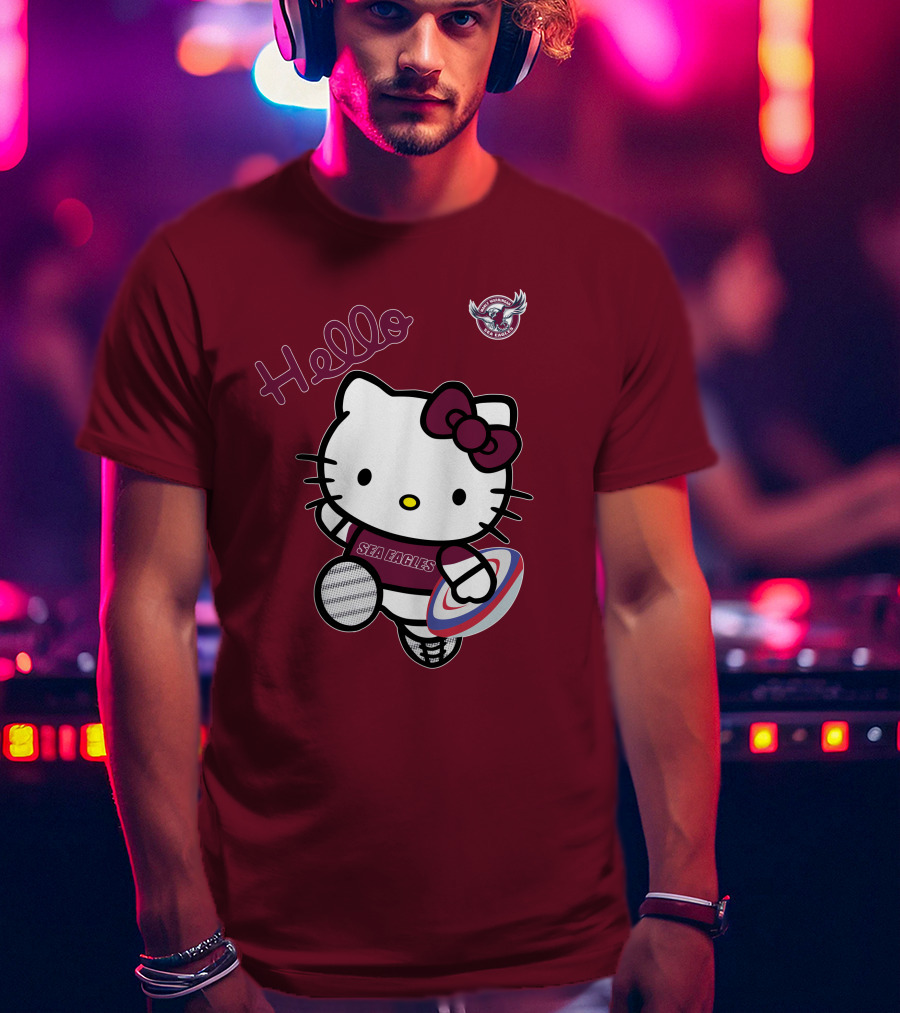 NRL1007 Manly Warringah Sea Eagles Hello Kitty Rugby Fan T-Shirt