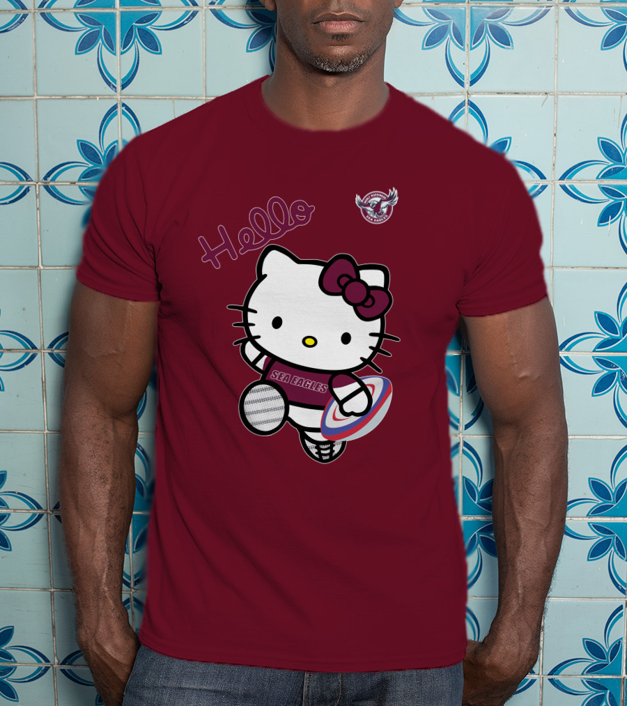 NRL1007 Manly Warringah Sea Eagles Hello Kitty Rugby Fan T-Shirt