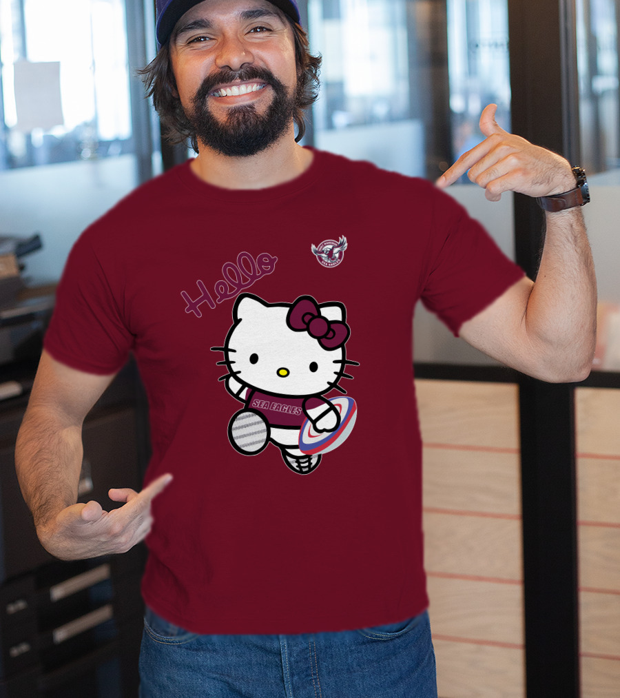 NRL1007 Manly Warringah Sea Eagles Hello Kitty Rugby Fan T-Shirt