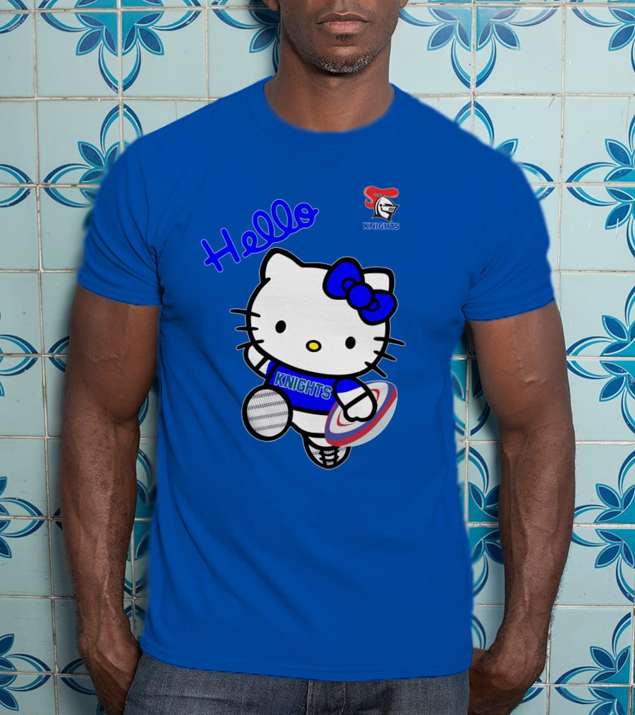 NRL1010 Newcastle Knights Hello Kitty Rugby Crossover T-Shirt
