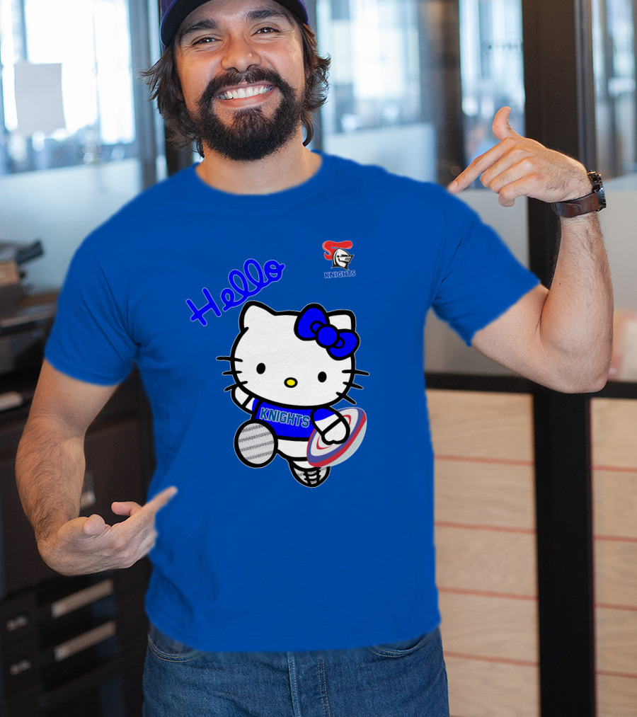 NRL1010 Newcastle Knights Hello Kitty Rugby Crossover T-Shirt