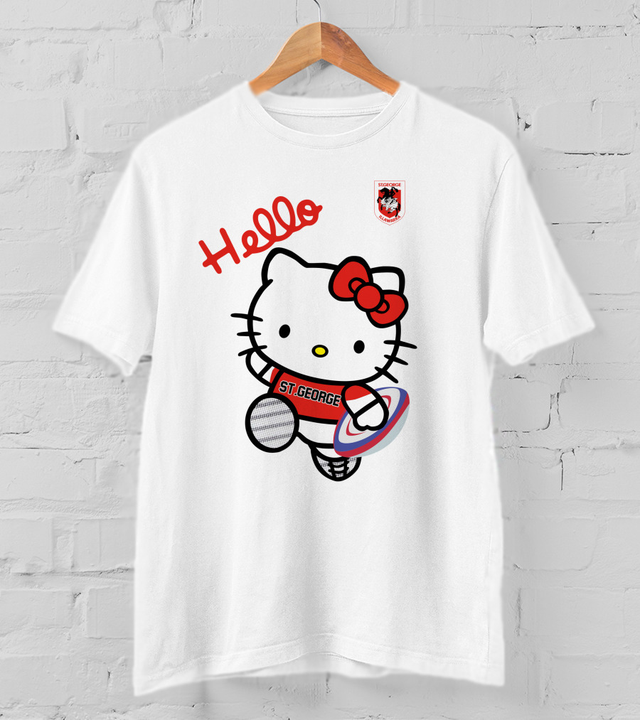 NRL1006 St. George Illawarra Dragons Hello Kitty Rugby Fan T-Shirt