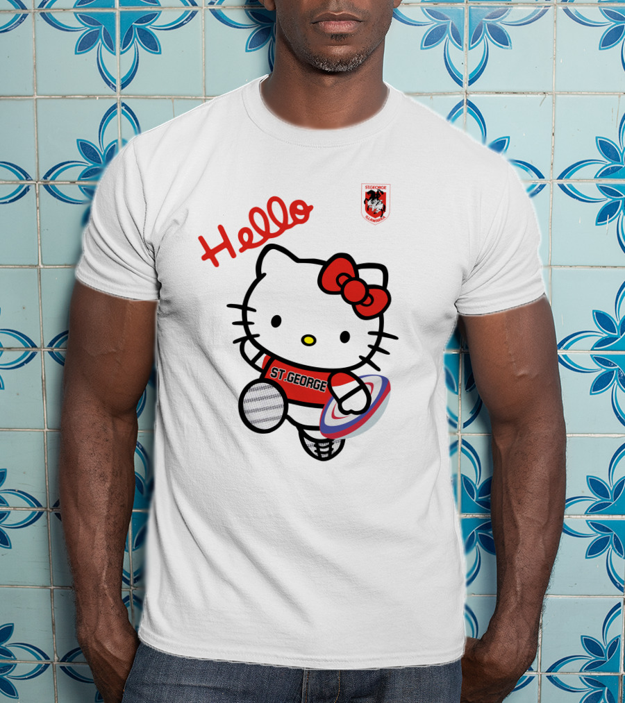 NRL1006 St. George Illawarra Dragons Hello Kitty Rugby Fan T-Shirt