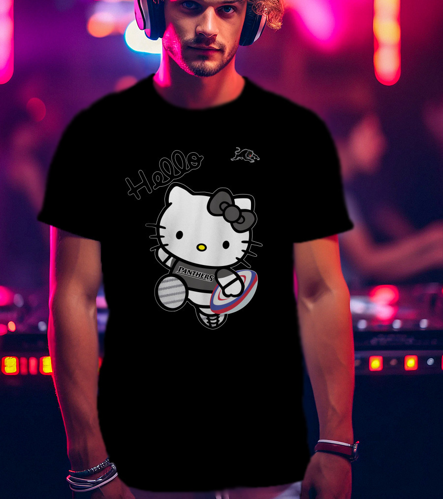 NRL1015 Penrith Panthers Hello Kitty Rugby Crossover T-Shirt