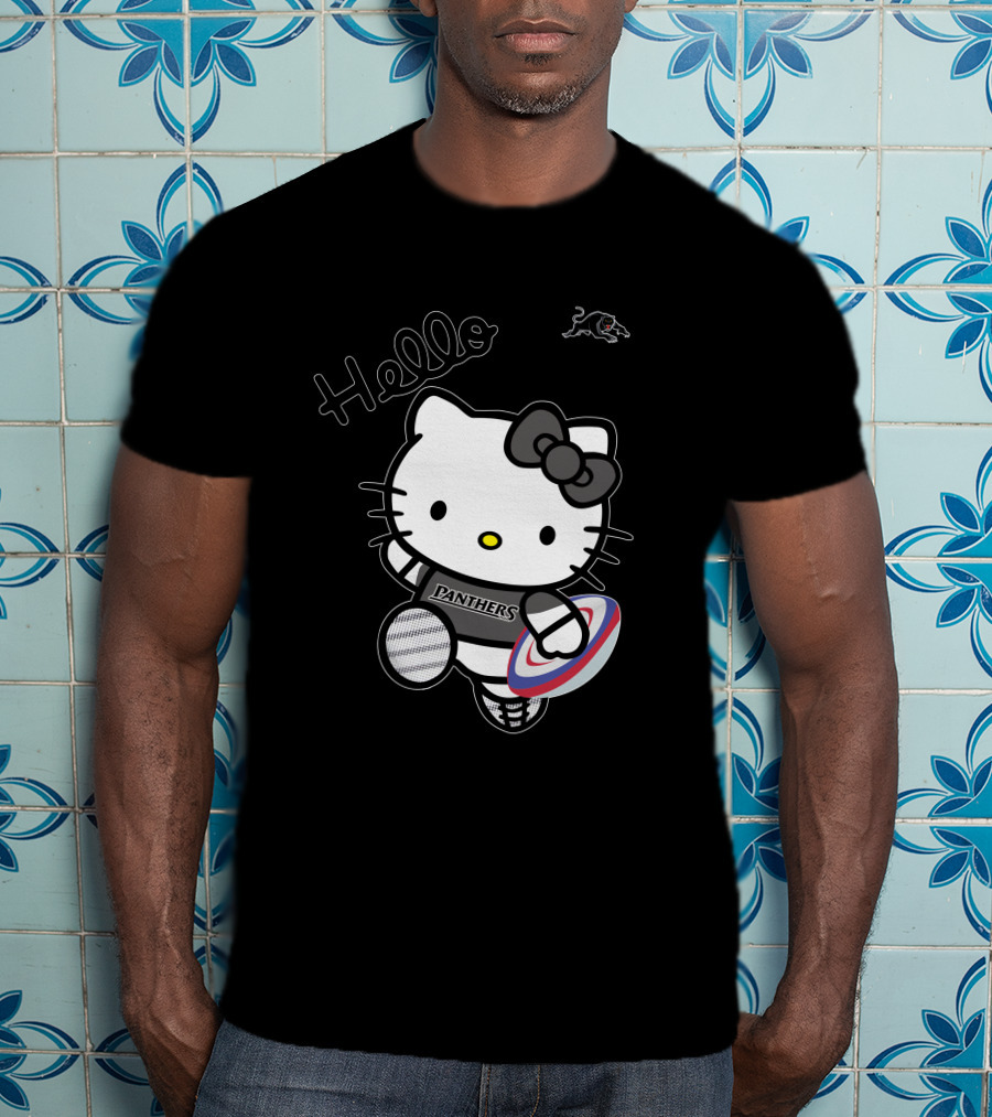 NRL1015 Penrith Panthers Hello Kitty Rugby Crossover T-Shirt