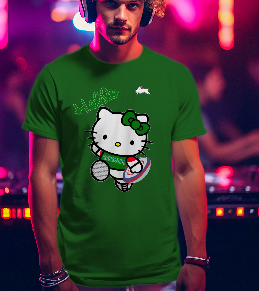 NRL1016 South Sydney Rabbitohs Hello Kitty Rugby Fan Collection T-Shirt