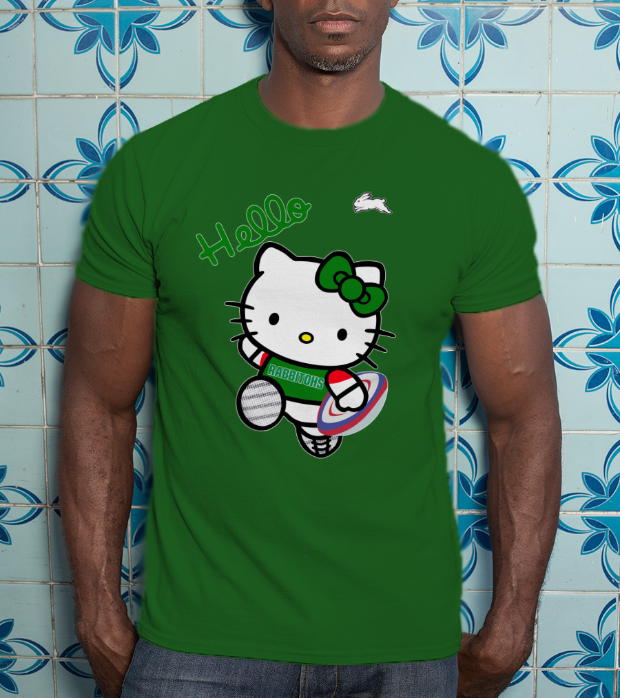 NRL1016 South Sydney Rabbitohs Hello Kitty Rugby Fan Collection T-Shirt