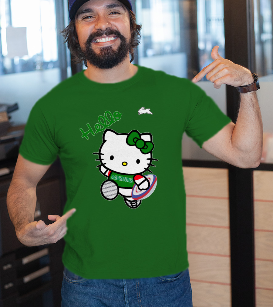 NRL1016 South Sydney Rabbitohs Hello Kitty Rugby Fan Collection T-Shirt