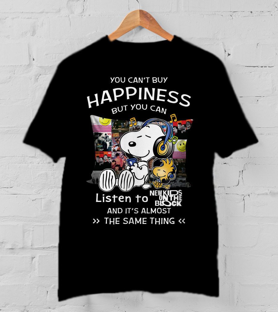 You Can't Buy Happiness But You Can Listen To New Kids On The Block Snoopy Woodstock T-Shirt