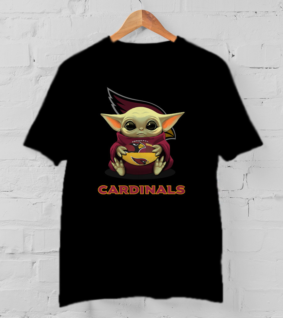 Arizona Cardinals Baby Yoda Holding Football T-Shirt