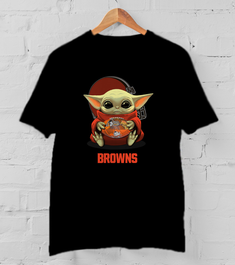 Cleveland Browns Baby Yoda Football Helmet Logo Browns T-Shirt