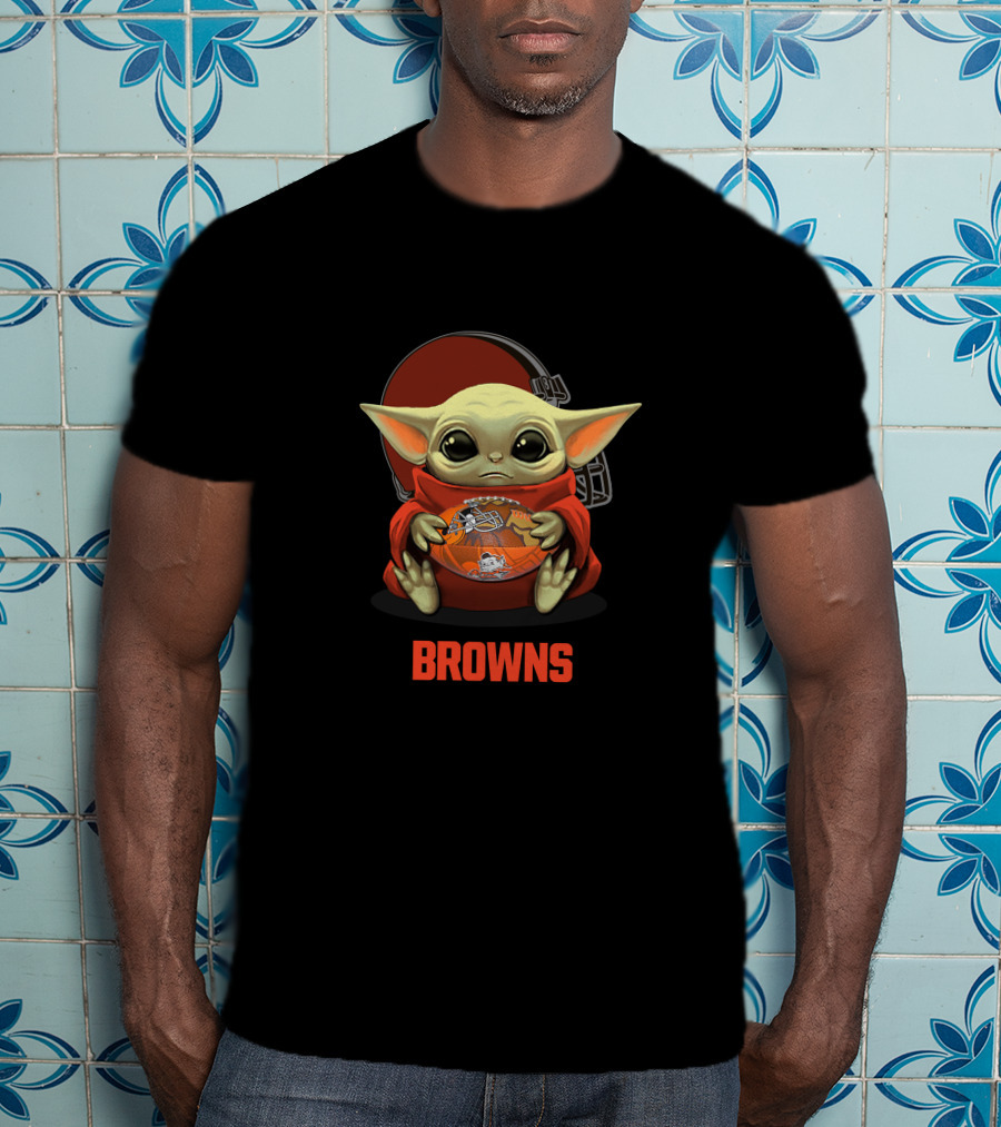 Cleveland Browns Baby Yoda Football Helmet Logo Browns T-Shirt