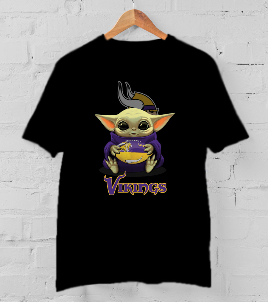 Vikings Baby Yoda With Minnesota Football T-Shirt