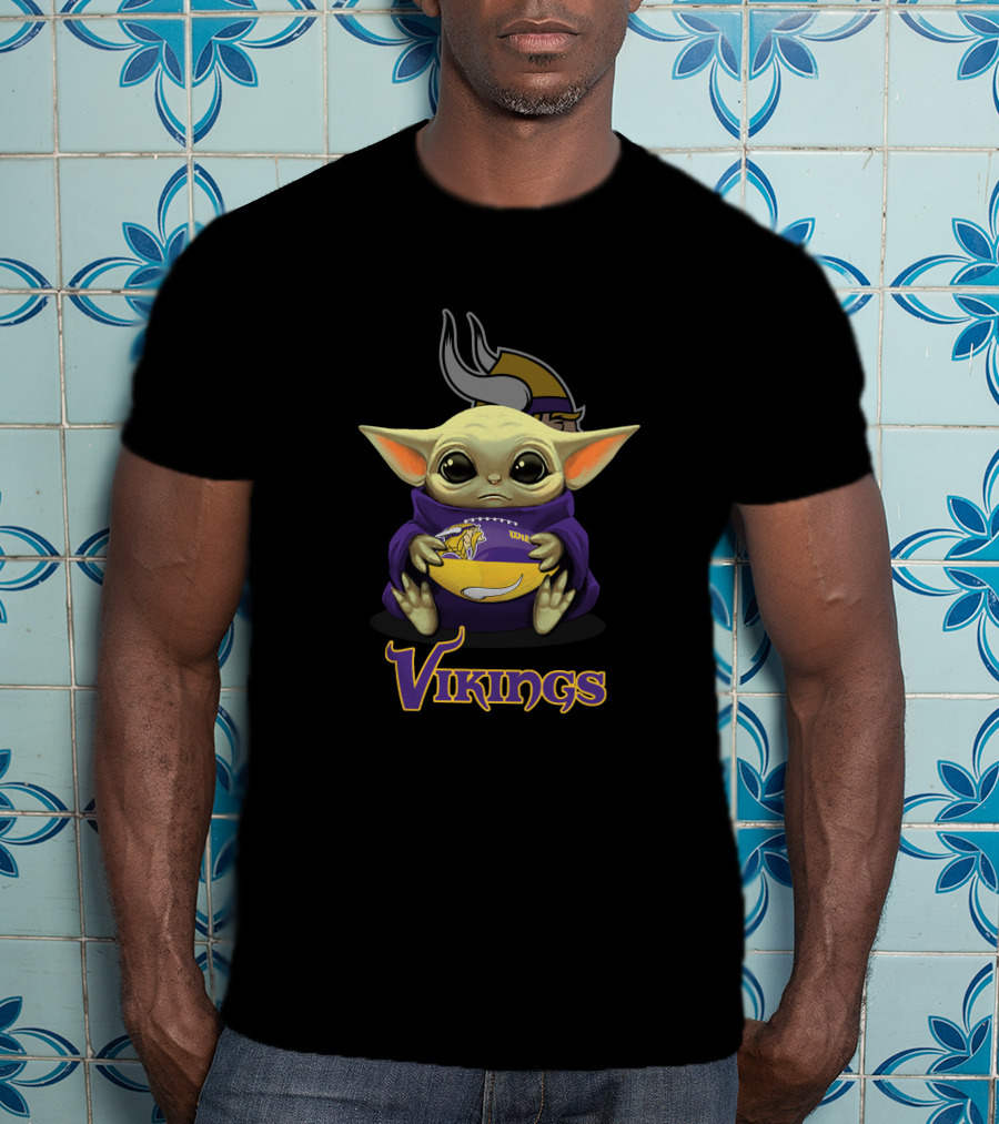 Vikings Baby Yoda With Minnesota Football T-Shirt