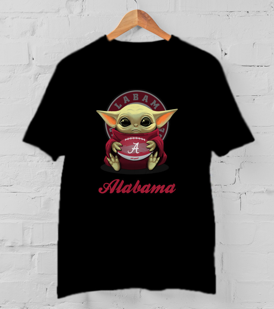 Alabama Crimson Tide Baby Yoda Football T-Shirt
