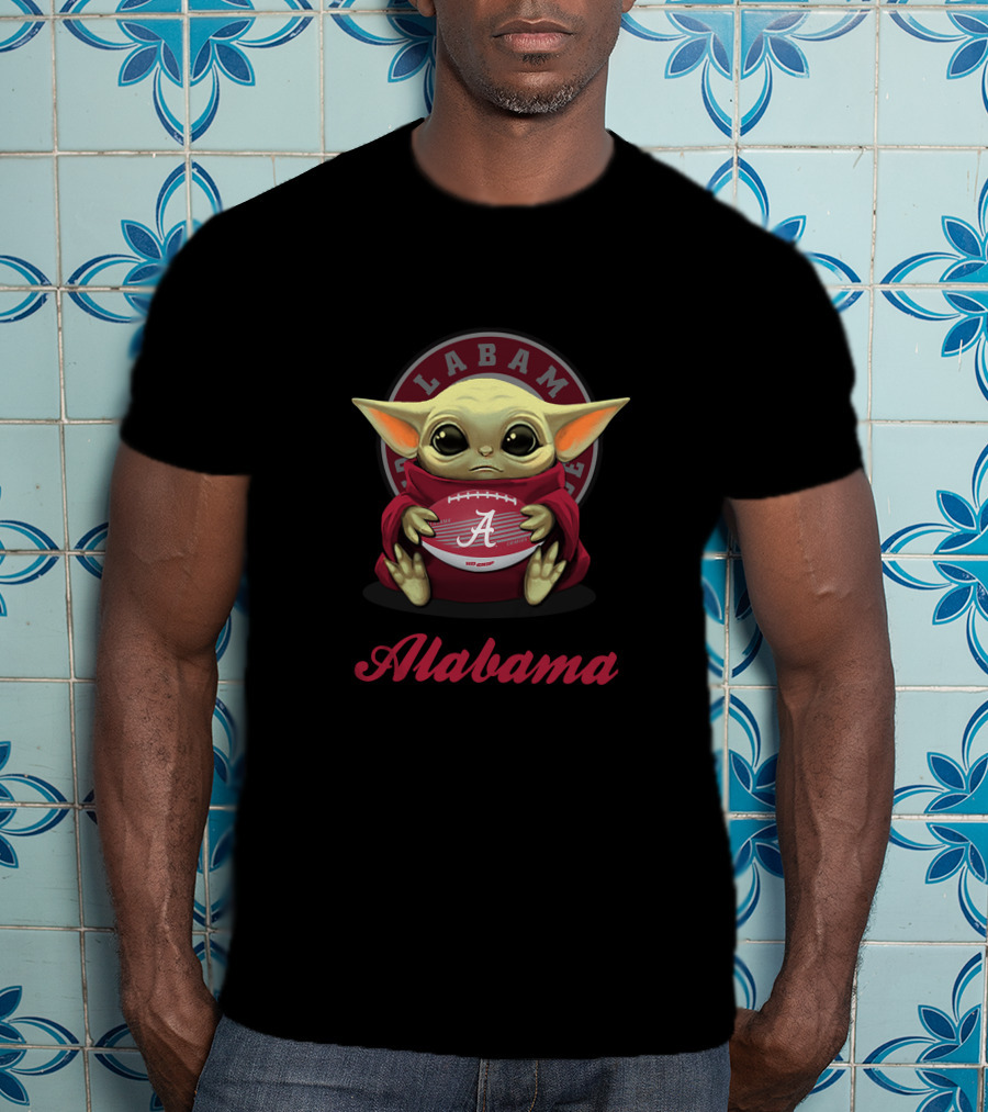 Alabama Crimson Tide Baby Yoda Football T-Shirt