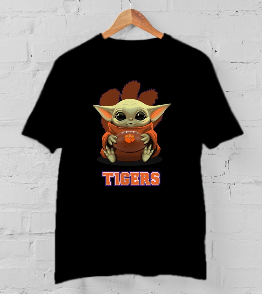 Clemson Tigers Baby Yoda Football Fan Merchandise T-Shirt