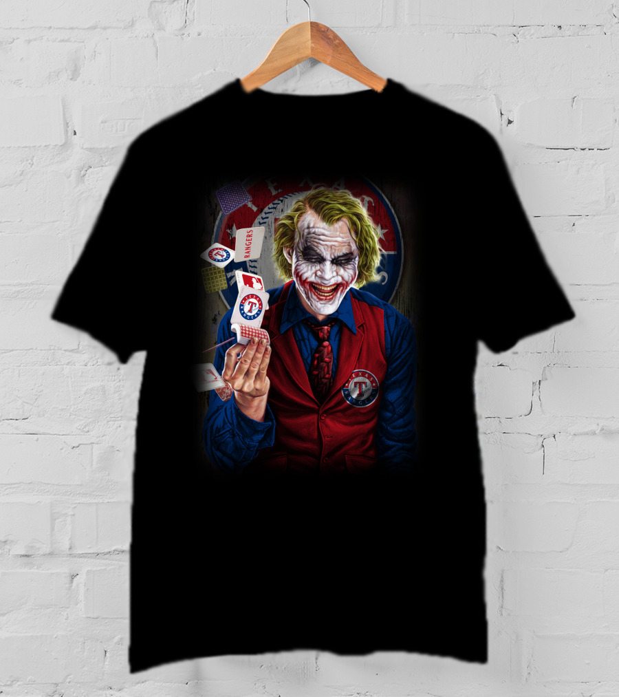 Texas Rangers Joker Playing Cards Iconic Clown Face T-Shirt