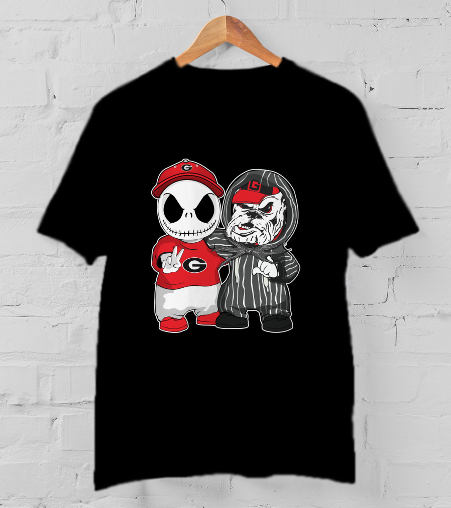 Georgia Bulldogs Jack Skellington And Uga Bulldog Fan T-Shirt