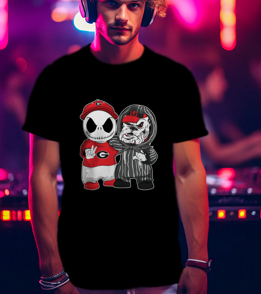 Georgia Bulldogs Jack Skellington And Uga Bulldog Fan T-Shirt