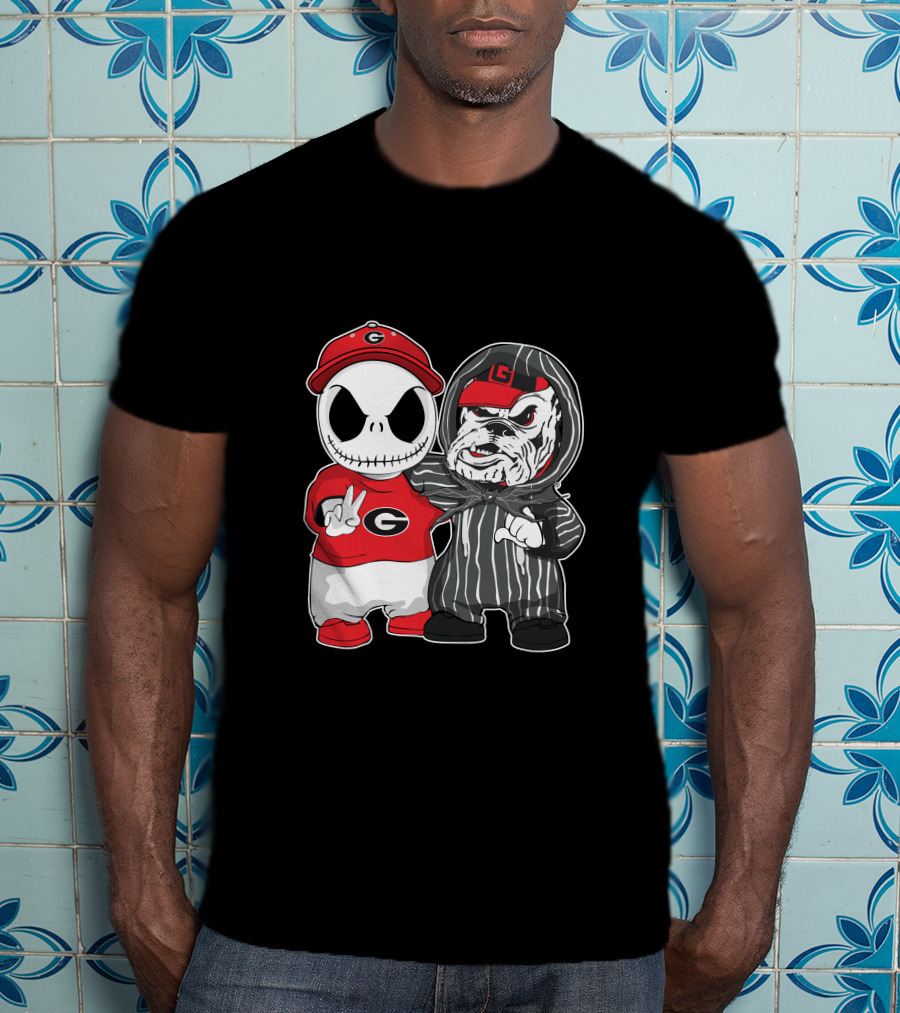 Georgia Bulldogs Jack Skellington And Uga Bulldog Fan T-Shirt