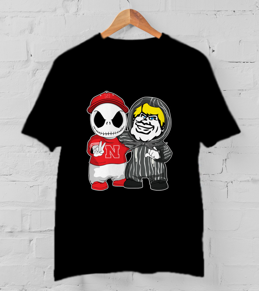 Nebraska Cornhuskers Jack Skellington With Freddy Krueger Style Character T-Shirt