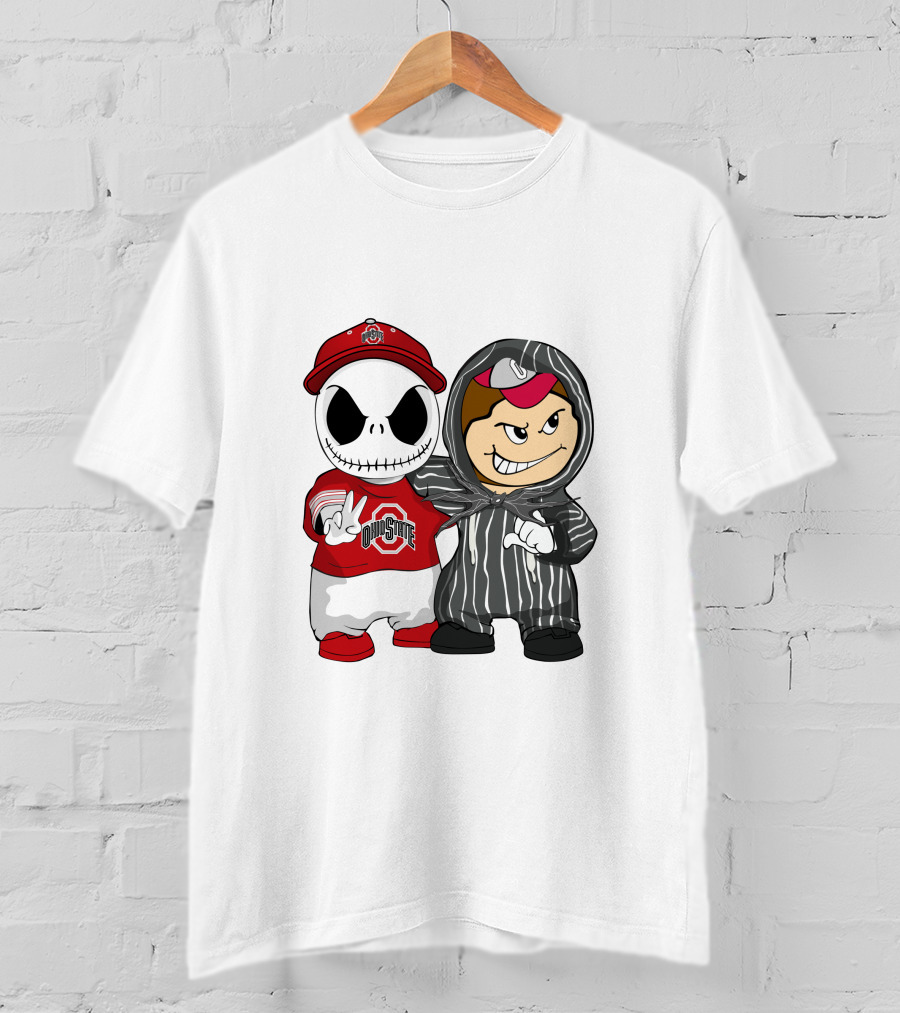 Ohio State Buckeyes Jack Skellington Character Friends In Team T-Shirt