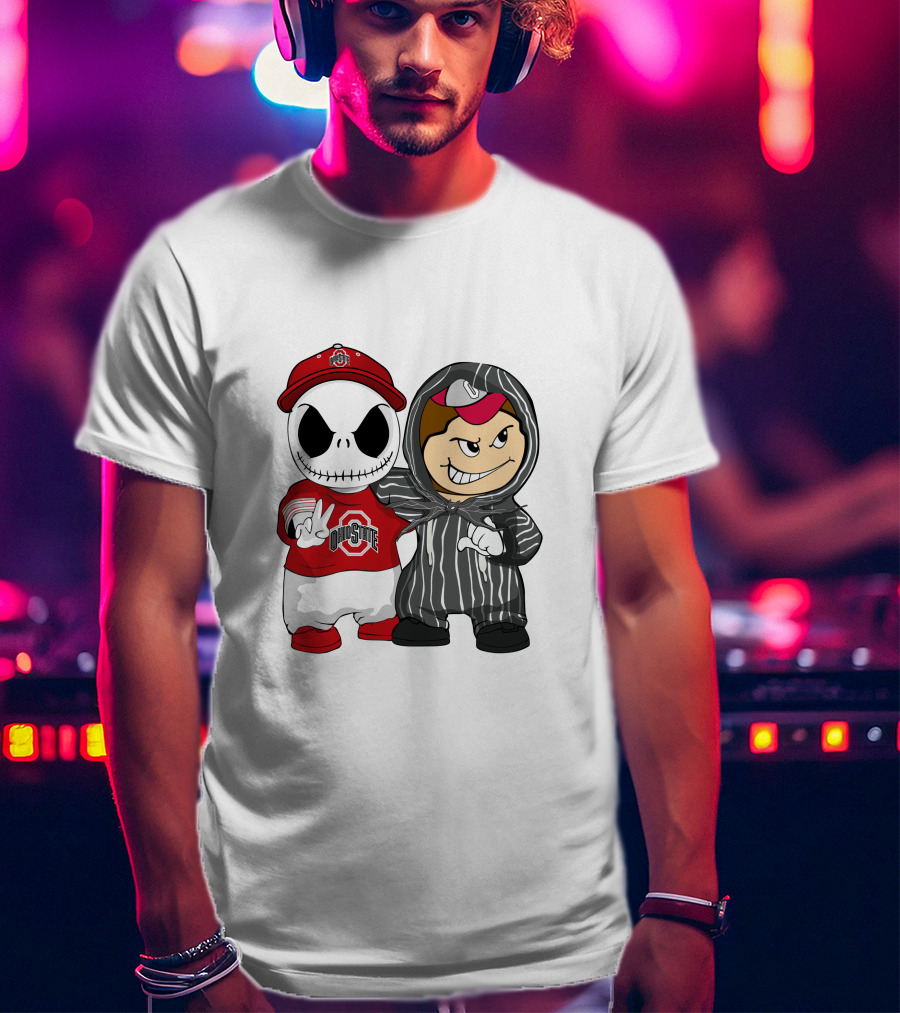 Ohio State Buckeyes Jack Skellington Character Friends In Team T-Shirt
