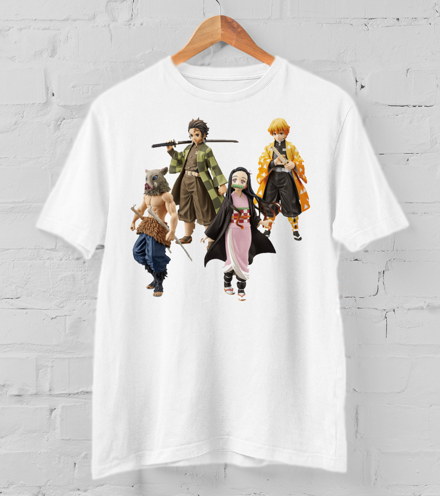 Demon Slayer Tanjiro Nezuko Zenitsu Inosuke Figures T-Shirt