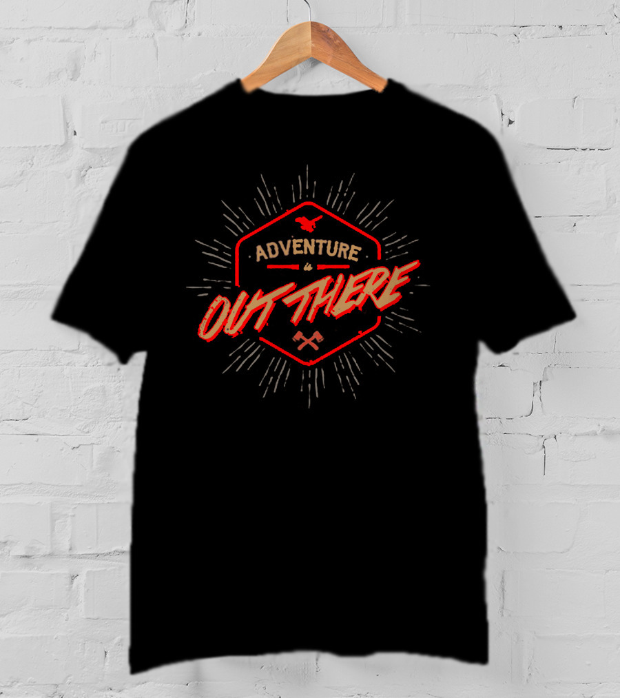 Adventure Out There Compass Badge With Crossed Arrows And Rays T-Shirt