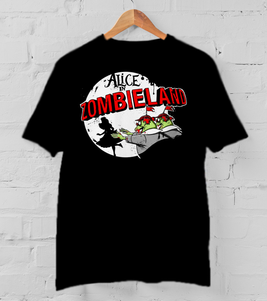 Alice In Zombieland Silhouette And Zombie Moon Combo T-Shirt